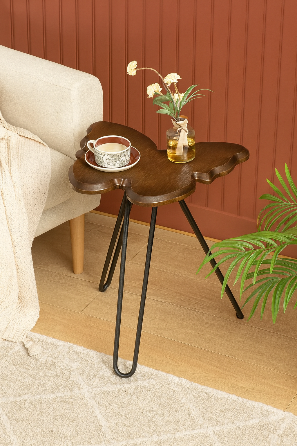 Functional Butterfly-Shaped End Table with Charging Station